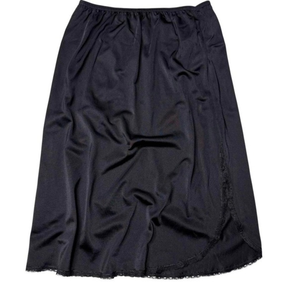 Vintage 90's minimalism Small Black‎ Slip Skirt Fits 24"-26" Waist romantic goth